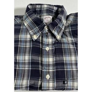 BROOKS BROTHERS  LOGO 346 THE ORIGINAL POLO CHECKS MEN,S SHIRT, SIZE L  #1051
